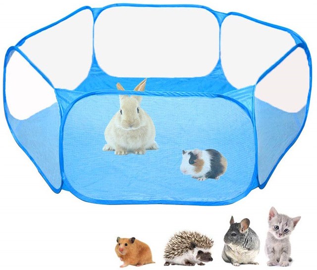 VZZ Haustierzaun, KätzchenkäFeige, zusammenklappbarer KäFeige, Laufstall für Hamster, Igel, kleine Tiere, atmungsaktiv, Welpe, Kaninchen, Meerschweinchen: Blau