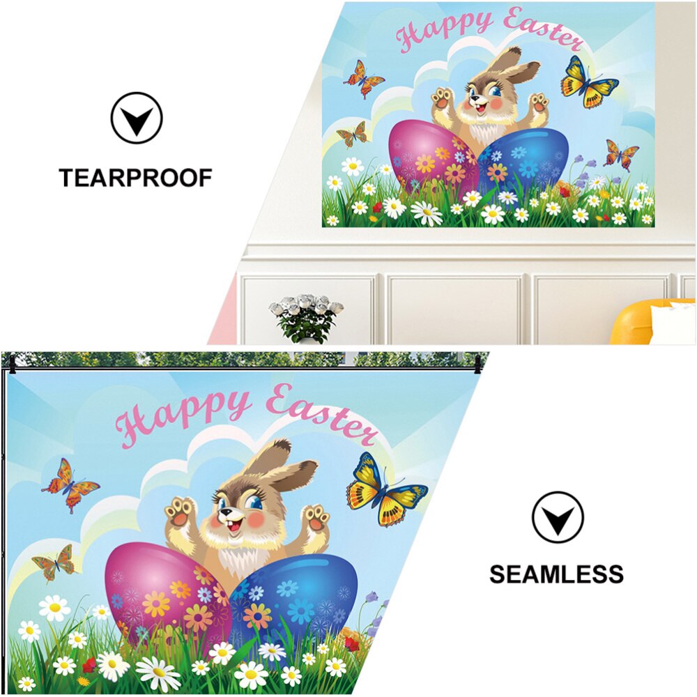 1Pc Cartoon Bunny Photo Background Easter Eggs Wall Backdrop for Photography