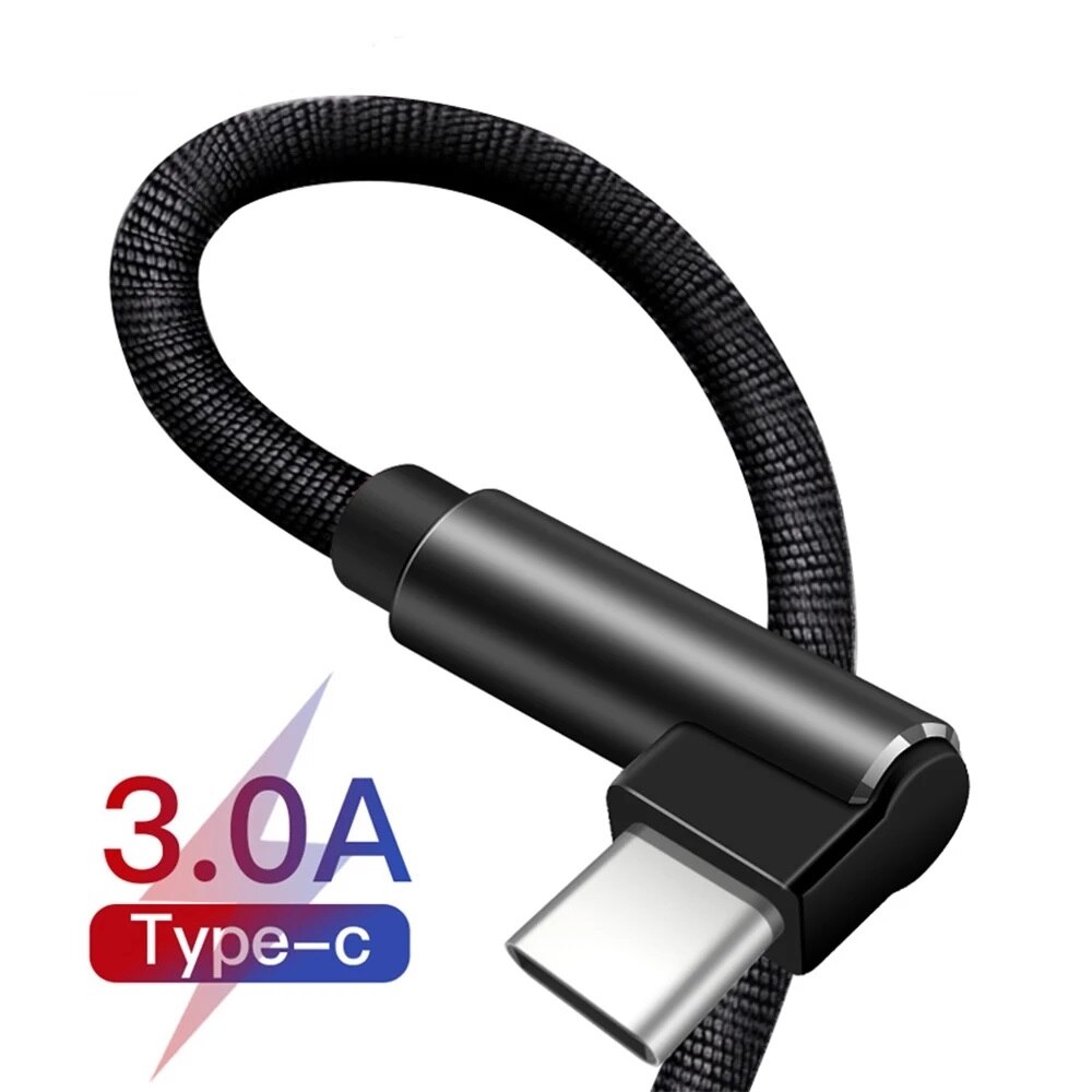 Câble USB type-c 90 pour recharge rapide et transfert de données, cordon de chargeur usb-c pour téléphone Android, compatible avec Samsung S8 S9 S10 Note 8, 1M