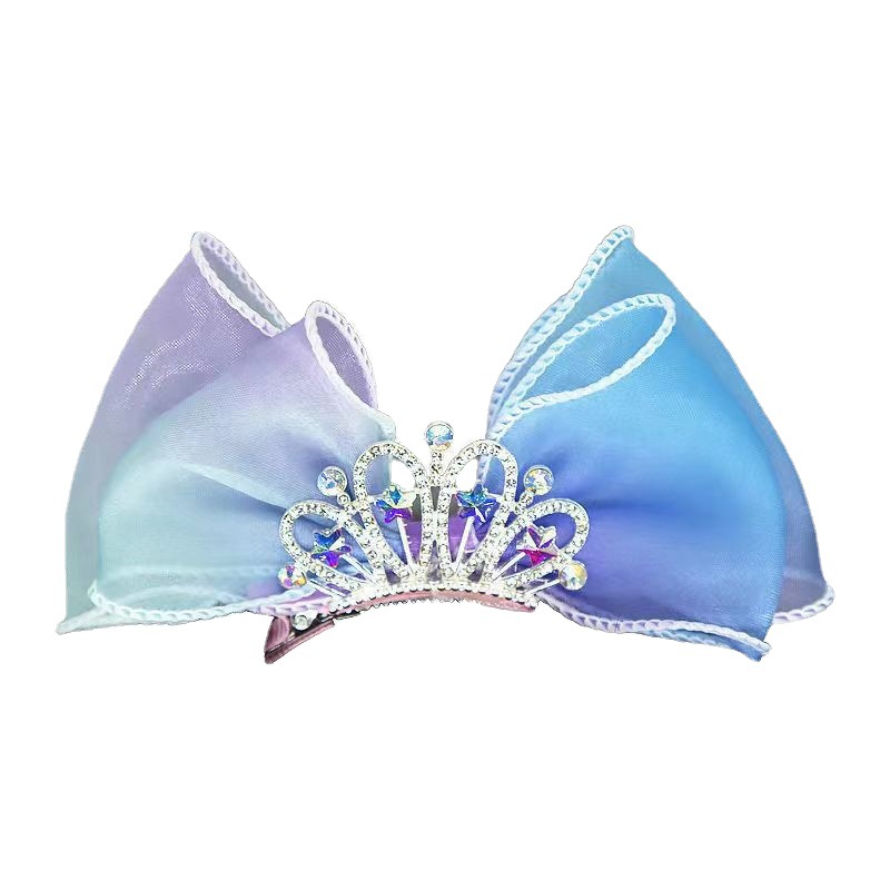 Lazos para el cabello de arcoíris Pastel, pinzas para el cabello con corona de princesa de Color degradado, horquilla con lazo de pie, pasador para niños, accesorios coreanos para el cabello