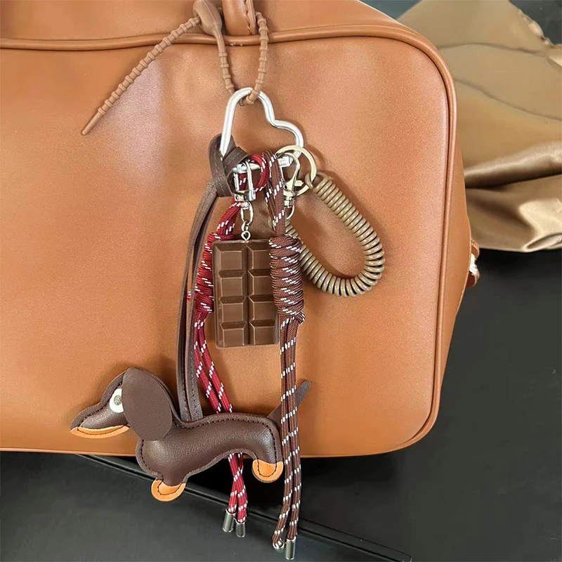 Braided Rope Bag Pendant For Women Bags Nylon Woven High-Grade Keychain Pendant Retro Dachshund Pendant Bag Accessories