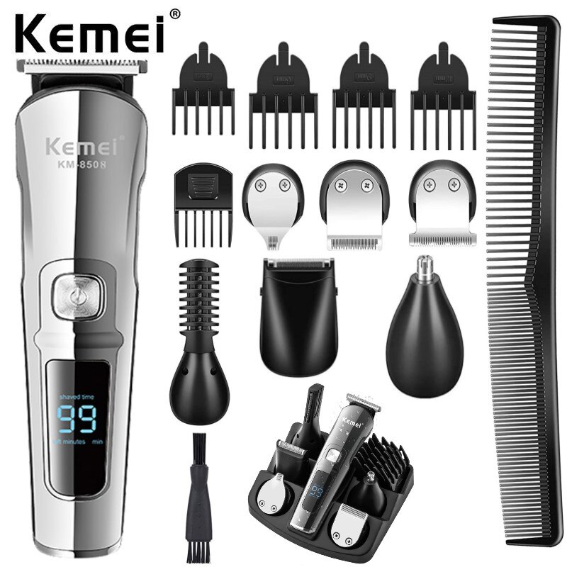 Kemei Hair Trimmer Waterproof 6 in 1 Hair Clipper Electric Hair Cutting Machine Beard trimer Body Men Haircut