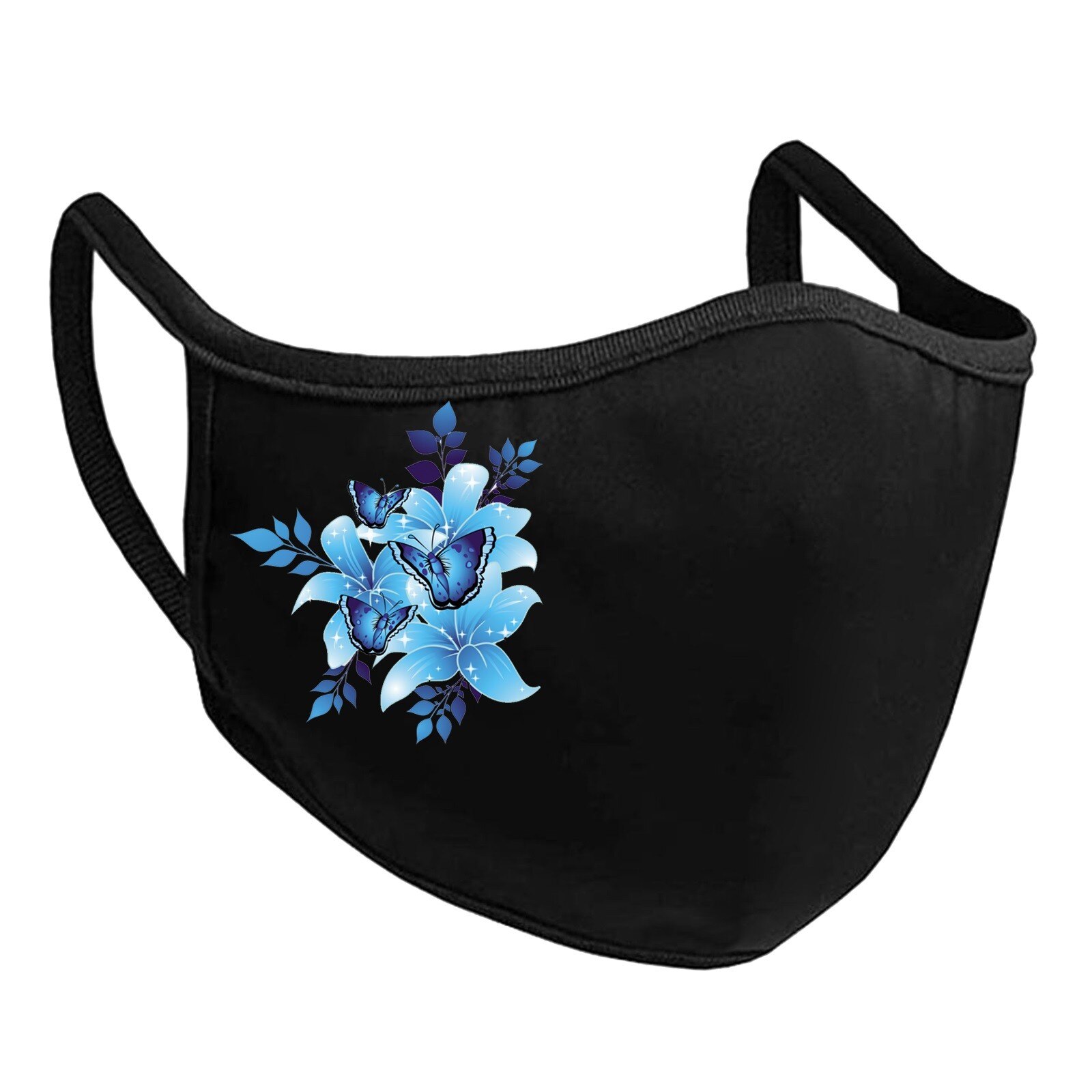 Plus Size Adult Black Ski Fasemask Flower Printed Fabric Reusable Breathable Cotton Mascarillas Bandana: E