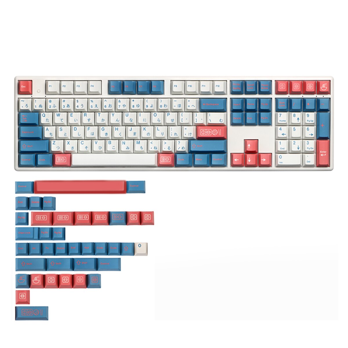 140 Keycaps PBT Cherry Profile Dye-Sub Japanese Keycap Set for Mechanical Keyboard GH60 XD64 GK64