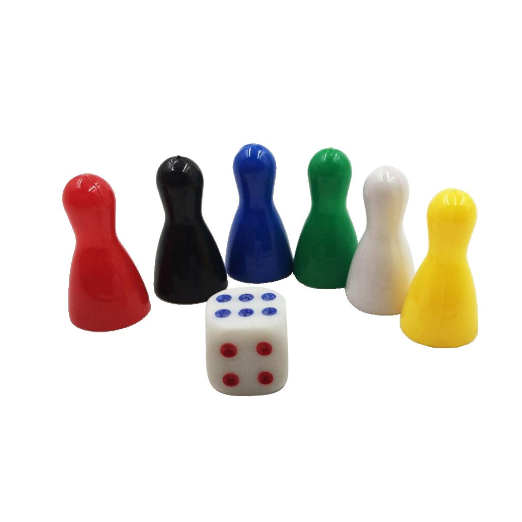 6Pcs Plastic Chessman Chess Pieces Game Dice for Children Kids Playing Games