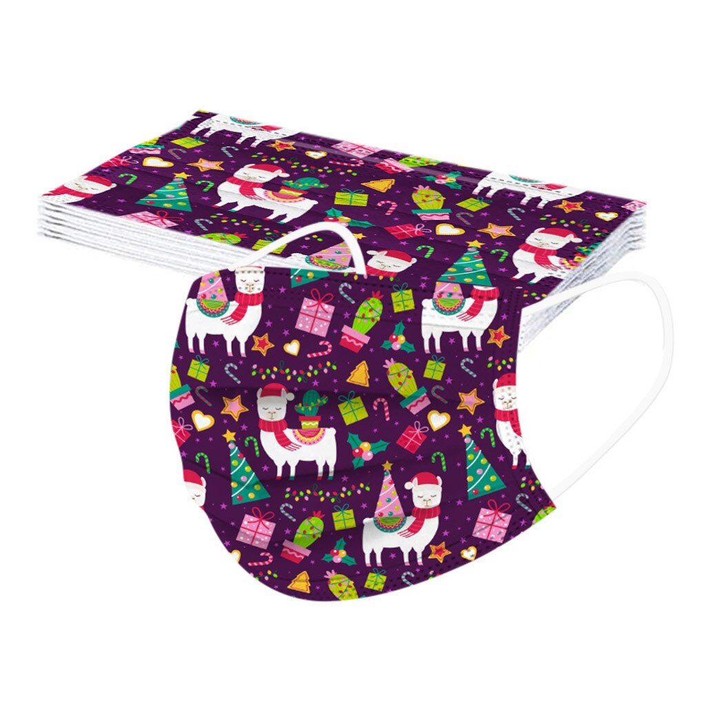 25# 10pc kindermaskers met kerstprint, wegwerpmaskers, stofdicht masker, anti-stofmaskers met oorlussen en oorlussen.: C