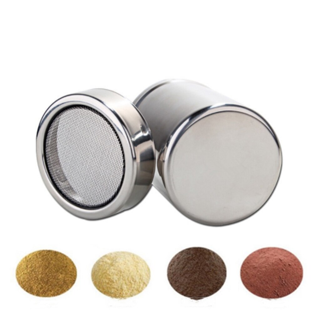 Sugar Shaker with Lid Cinnamon Icing Cans Cocoa Flour Cinnamon Icing Stainless Steel Fine Mesh Shaker Powder Sifter Sprinkler