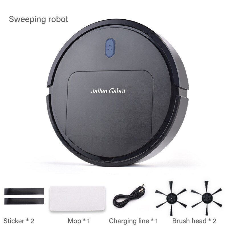 Intelligent robot vakuum rengøring fejemaskine husstand automatisk fejning gulv fejning sug i ét stykke ultra-tynd feje robot: Sort
