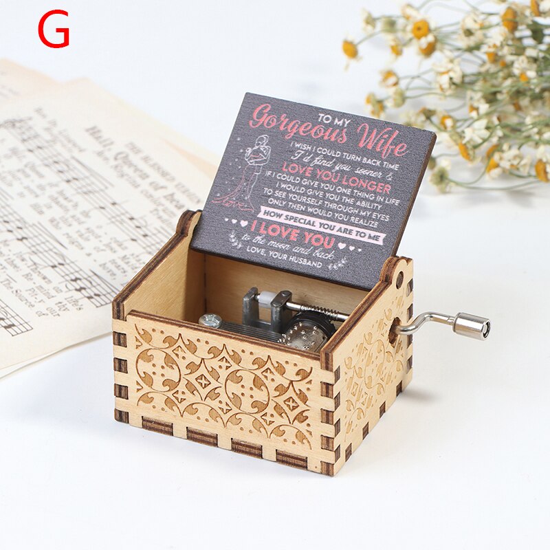 Wooden Hand Cranked Engraved Music Box Happy Birthday For Festival: G
