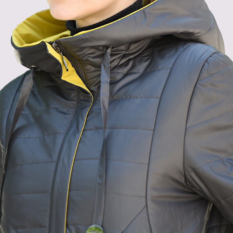 Vår høst dame kåpe varm tynn bomullsjakke lang pluss størrelse 6xl 58/60 outwear parka med hette