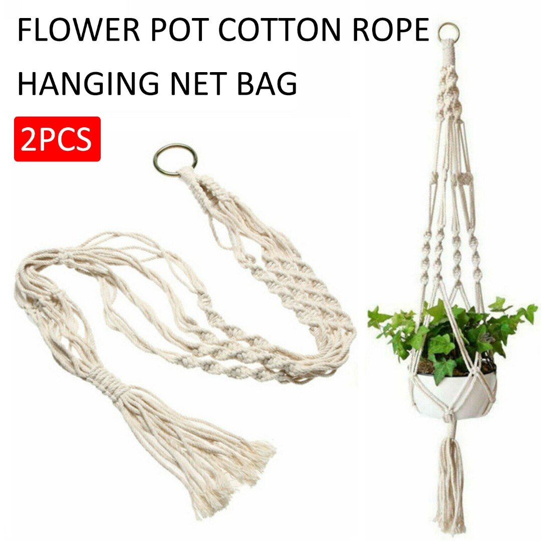 Macrame Plant Hanger Garden Hanging Planter Flower Pot Basket Rope Holder Decor Flower Pot Hanging Rope With Hooks