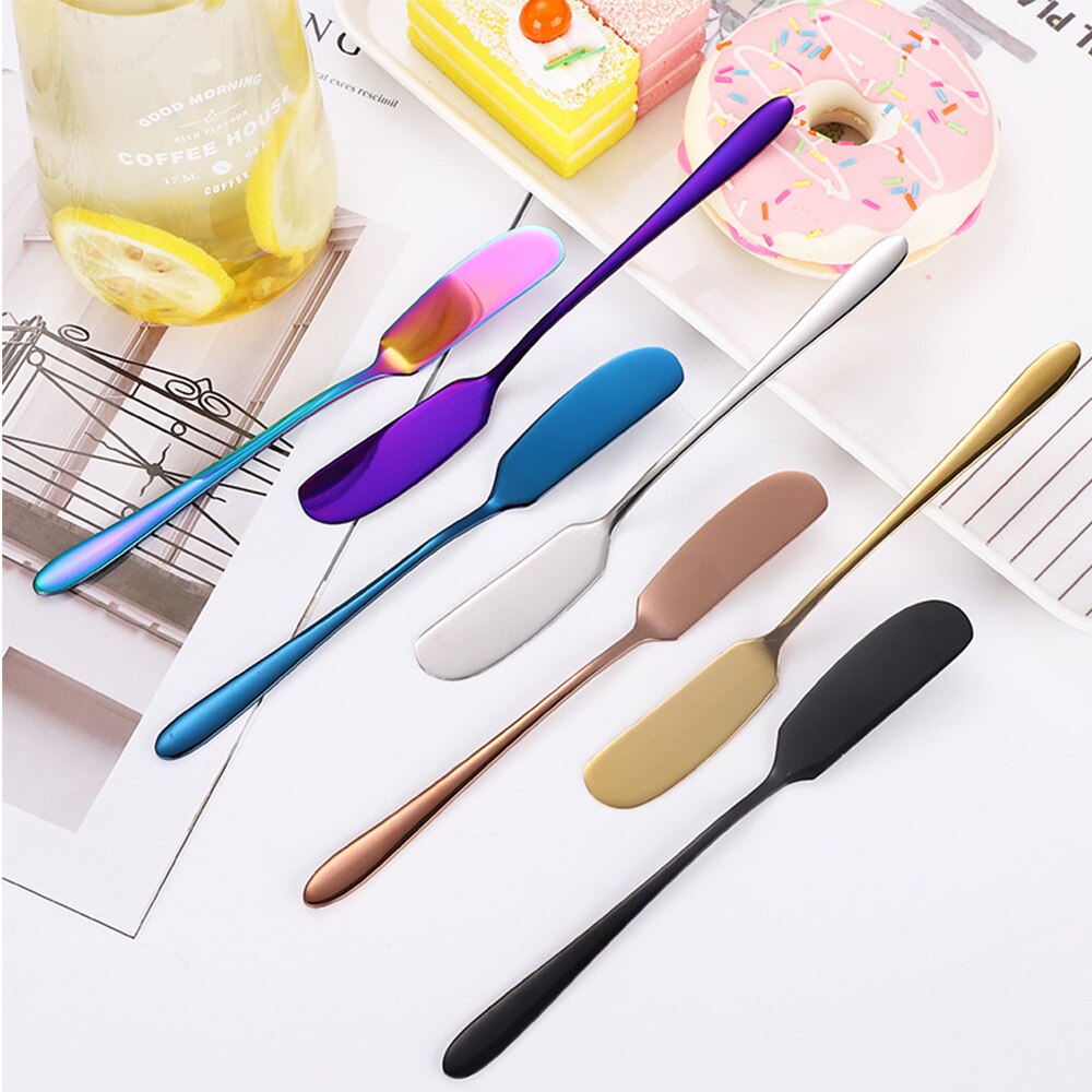 1PC Butter Knife Stainless Steel Kitchen Cheese Knife Silver Dessert Tools Jam Spreader Utensil Cutlery Dessert Tools for Toast