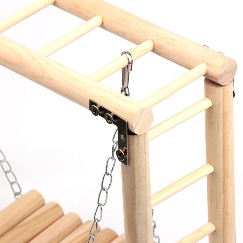 Image showcasing Bird Wooden Hanging Swing Set Parrot Climbing Ladd... – Grandado