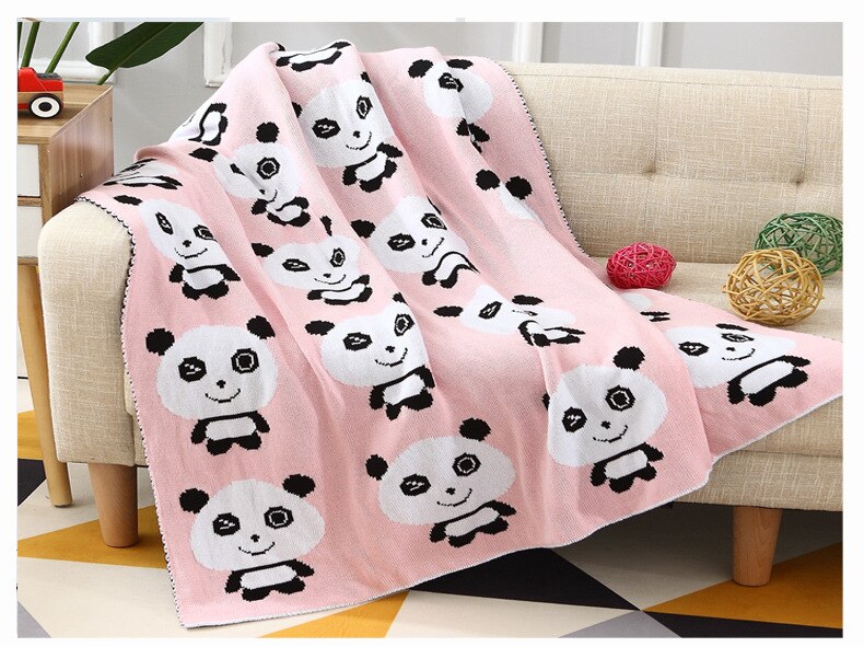 Volledig katoenen gebreide deken babydeken cartoon panda deken kantoor lunchdeken winkelwagenhoes deken 100*120cm
