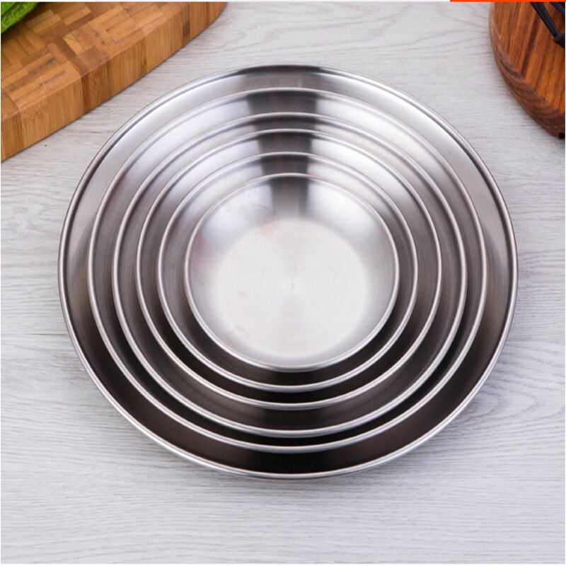 multiple sizes stainless steel kitchen plate set