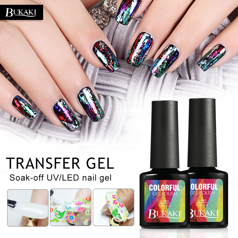 BUKAKI Nail Foils Glue Transfer Decoration DIY Nail Beauty Stickers Accessories Nail Art Manicure Gel Lak Polishes