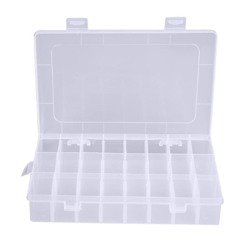 24 Compartments Plastic Storage Box Plastic Jewelry Display Case Organizer Holder Container For Rhinestone Beads Earrings