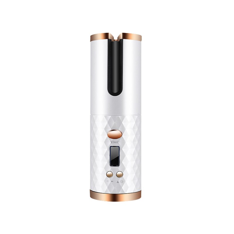 Draadloze Automatische Haar Krultang Ijzer Usb Oplaadbare Air Curler Draadloze Krultang Voor Golf Krullend Lcd-scherm Keramische: White / EU