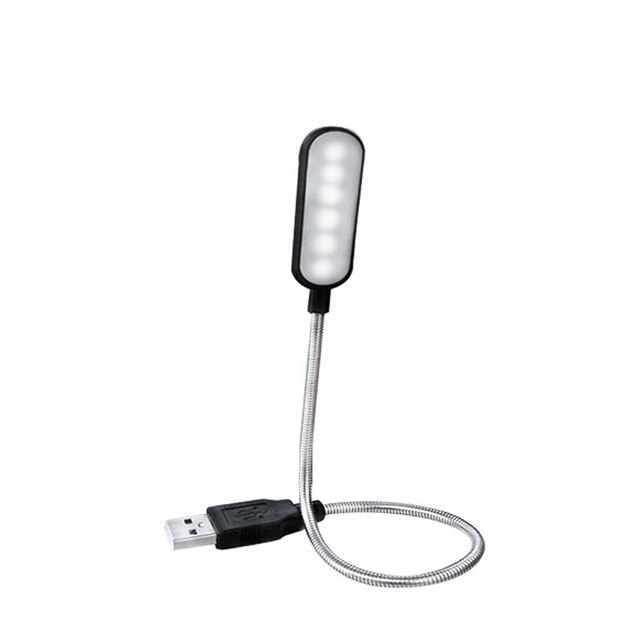 Bærbar usb ledet mini boklys leselys bordlampe fleksibel 6 ledet usb-lampe til powerbank laptop notisbok hjemmedekorasjon: Svart skall