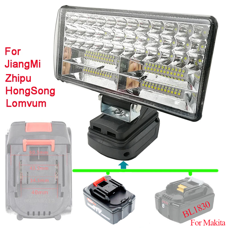 Światła robocze LED latarka latarka elektryczna reflektor lampa samochodowa dla Makita 18V akumulator litowo-jonowy akumulator BL1815 BL1830 USB Power Bank
