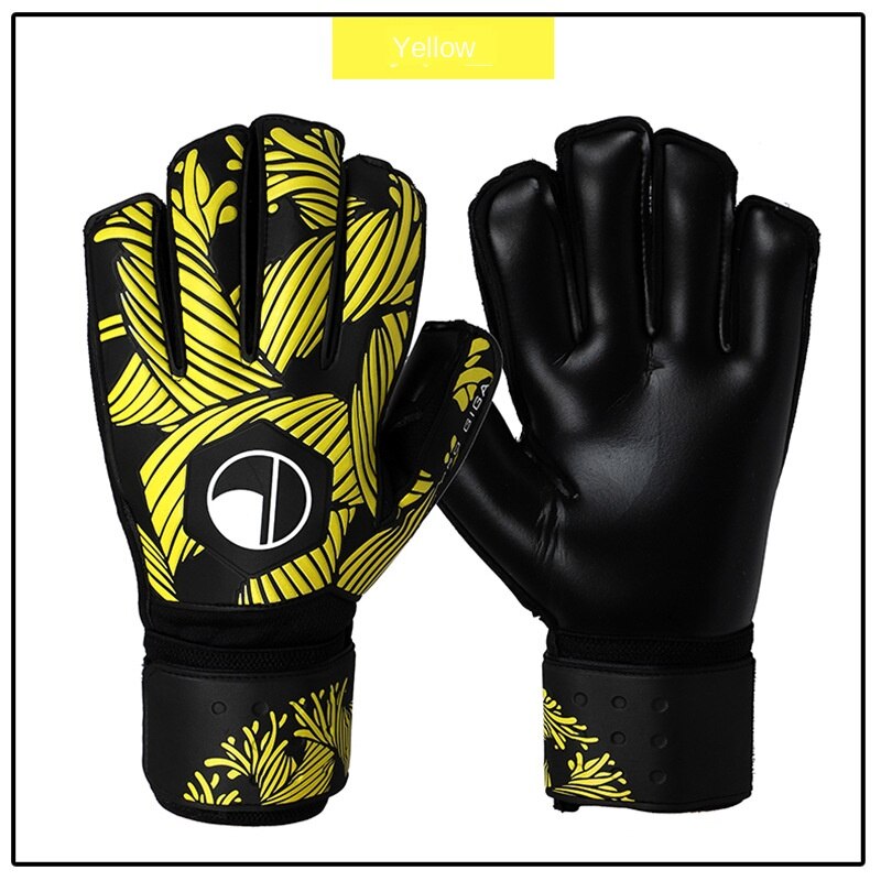 Goalkeeper Gloves With Finger Protection Thickened Latex Soccer Football Goalie Gloves Goal keeper: black yellow / size 8