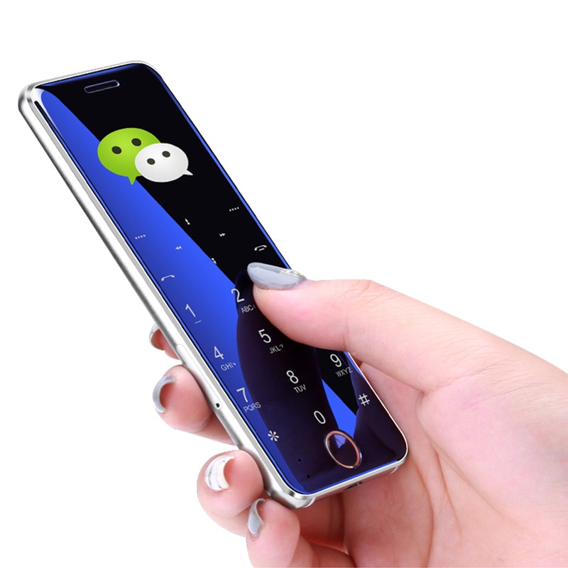 Mini Kaart Telefoon Ulcool V66 Bluetooth Dialer 1.67 Inch Ultra Slanke Metalen Behuizing Mobiele Telefoon Fm Radio Dual Sim-kaart kleine Mobiele Telefoon