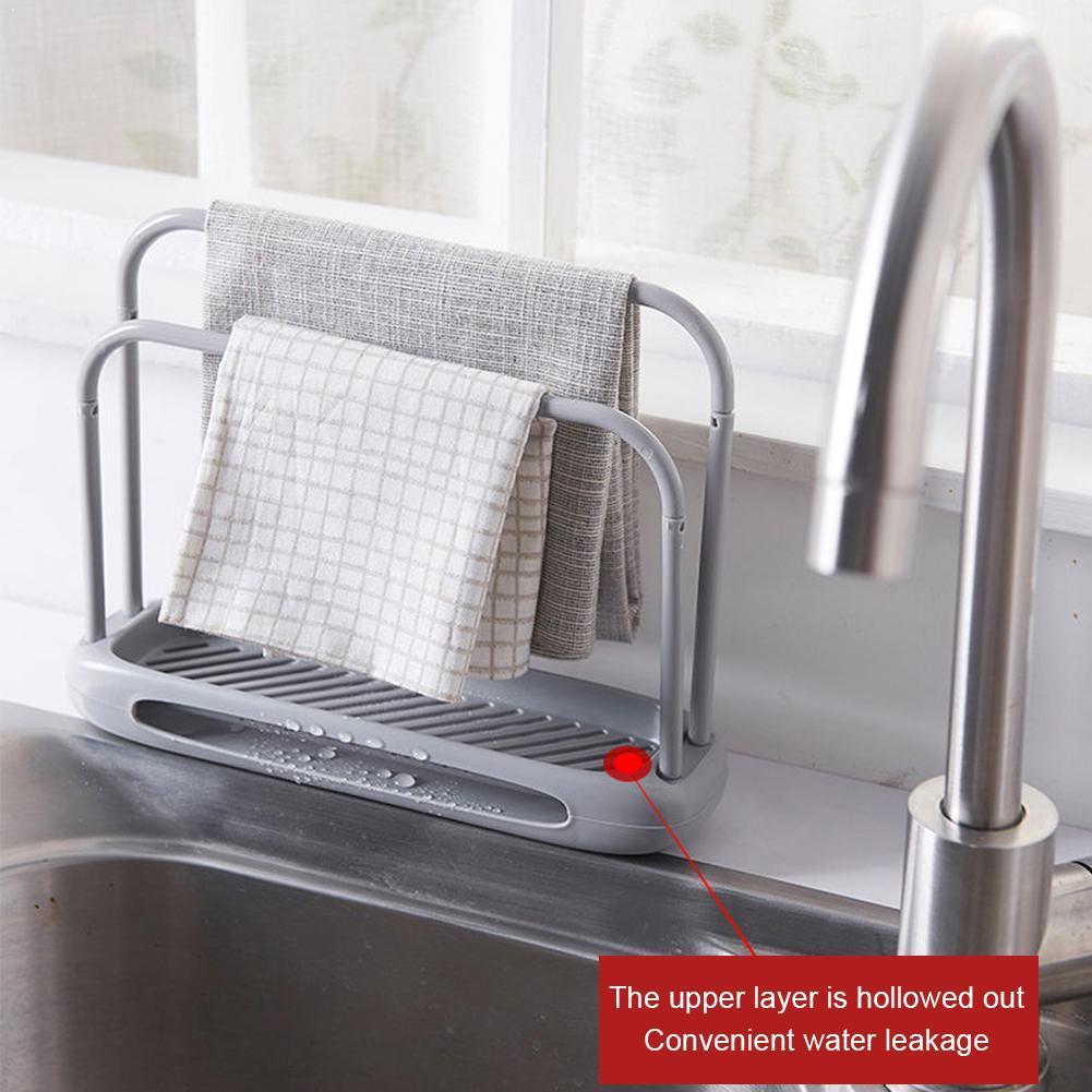 Kitchen Dishcloth Holder For Towel Rag Hanger Sink Rack Dish Organizer Shelf Cloth Dish Sponge Detachable For Bathroom V7J6