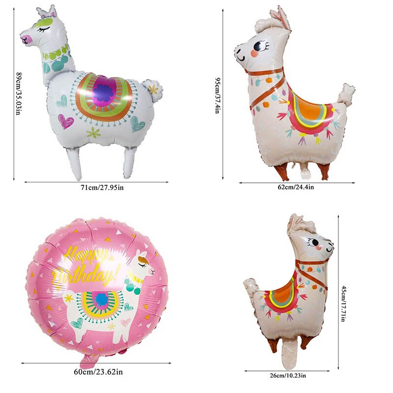 1Pcs 4D Cartoon Dier Alpaca Folie Helium Ballon Leuke Lama Opblaasbare Ronde Ballons Kinderen Baby Verjaardagsfeestje Decoraties