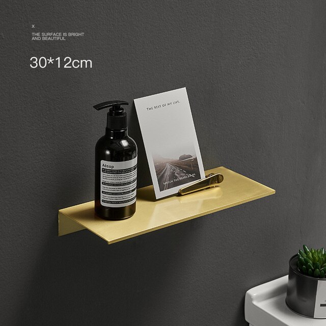 Brushed Gold Black White Bathroom Storage Rack 30-50cm Modern Bathroom Shelves Kitchen Wall Shelf Home Accessories: green