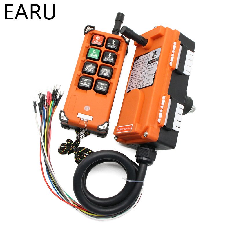 220V 380V 110V 12V 24V controlador remoto Industrial interruptores Control de grúa de levantamiento grúa elevadora 1 transmisor + 1 receptor F21-E1B