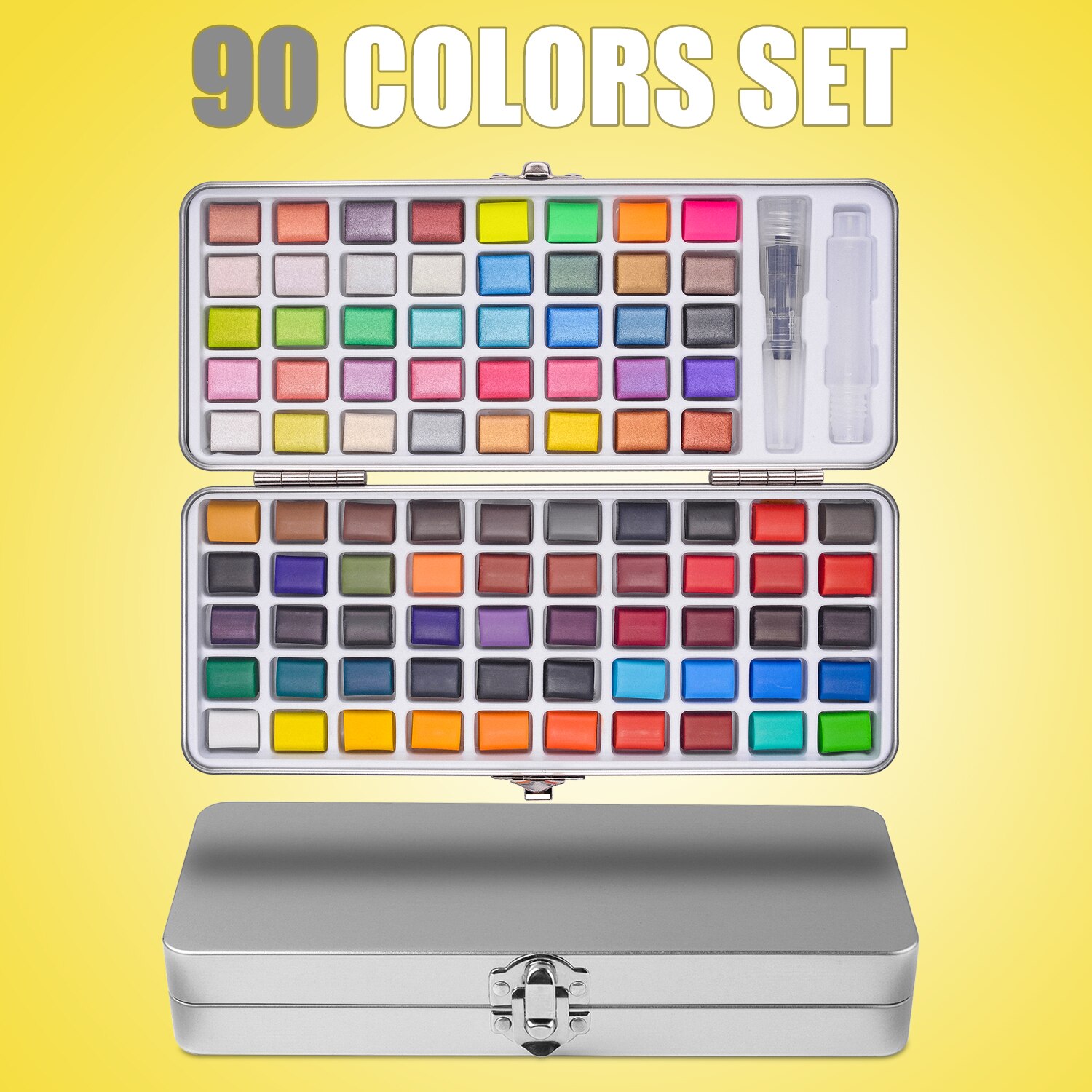 Flydom-conjunto de pintura aquarela, kit com 18/50/72/90/100 cores, pigmento sólido, materiais de arte para desenho, aquarela: 90 Colors