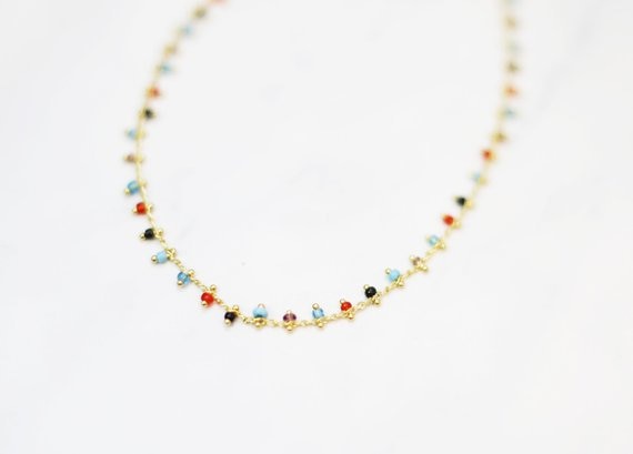 Chic Multi-color Crystal Bead Short Round Pendant Necklace Women Chocker Adjustable Necklace Female Party Jewelry
