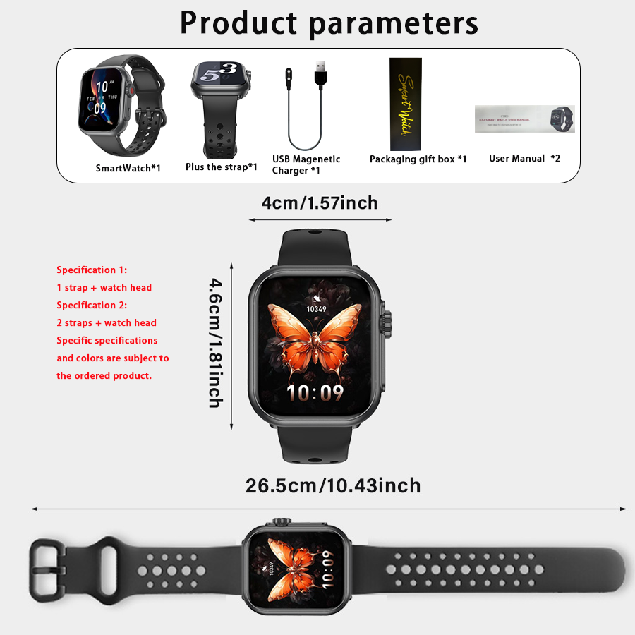 Smartwatch per uomo e donna, batteria da 1000 mAh, 100 giorni di pausa, schermo HD da 1,85", fitness inseguitore, IP68 impermeabile, cardiofrequenzimetro/monitoraggio del sonno, per androide/iPhone