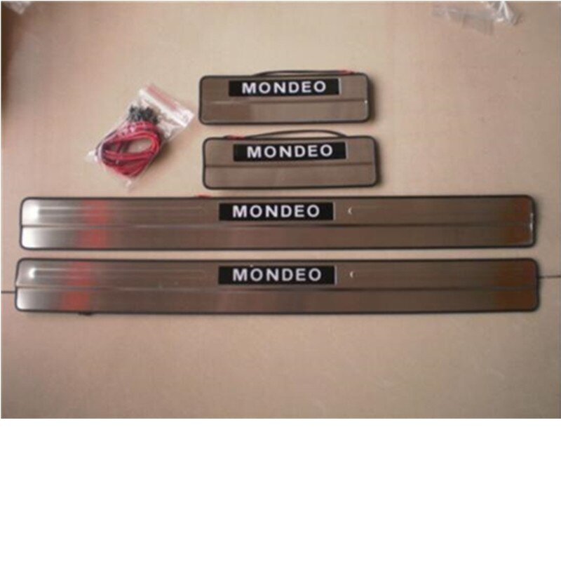 Accesorios para el coche de acero inoxidable LED puerta lateral rascador placa alféizar ajuste para Ford MONDEO MK4 4 unids/set