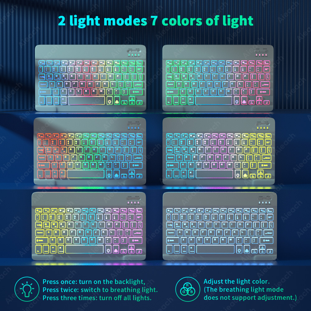 Trådløst bluetooth-tastatur til nettbrett, mobiltelefon, vinduer, android, ios, nettbretttastatur, ultralett, slankt, bakgrunnsbelyst ipad-tastatur