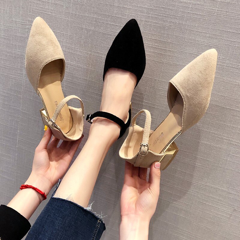 Sandals women's wild Harajuku style word buckle with simple thick with women's shoes