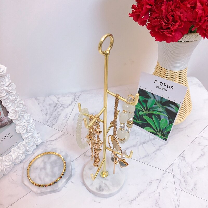 Jewelry Display Stand - Rotating Necklace Pendant Earring Holder - Metal Organizer