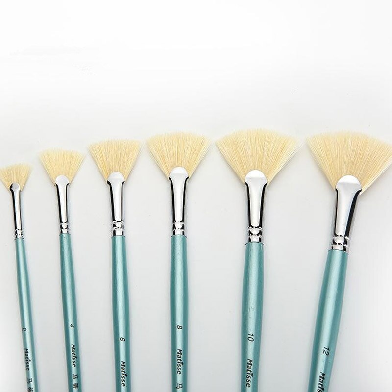 Blue hair fan pen rod oil painting pen watercolor painting pen set bristles Art Set