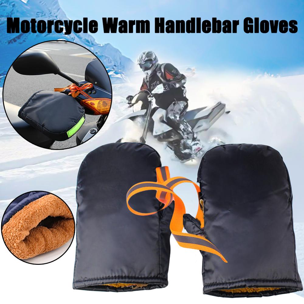 Winter Motorfiets Stuur Handschoenen Met Reflecterende Strip Winddicht Waterdicht Warm Motorbike Handle Bar Hand Cover Moffen: Default Title