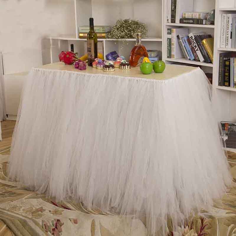 Tyll tutu bordskjol för bröllop dekoration baby shower fest fest bord sockel hemtextil 91.5 x 80cm: 2