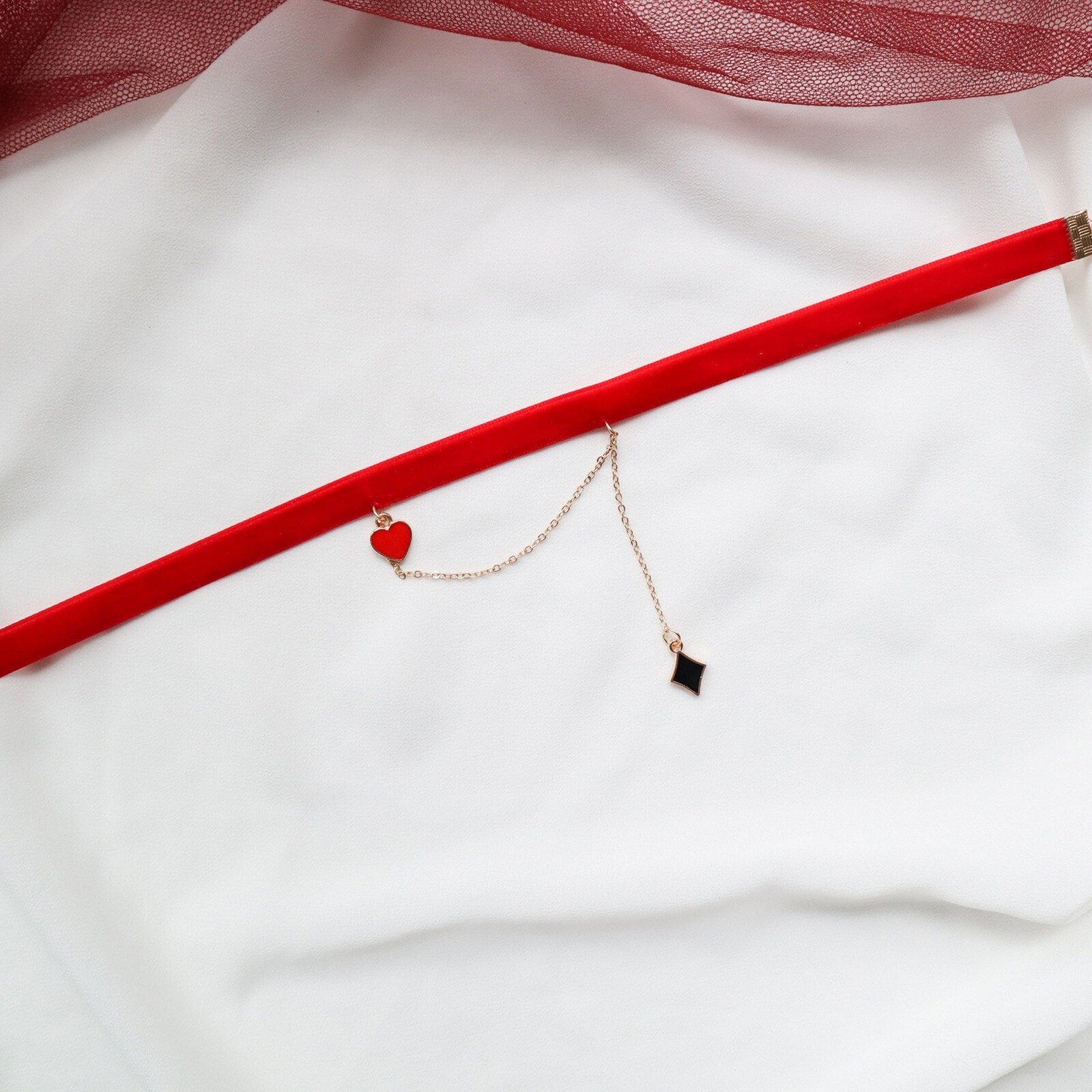 Doreen Box Velvet Choker Necklace Wine Red Rose Flower Crane Pendants Women Collar Chains Party Club Girls Jewelry,1PC: 6