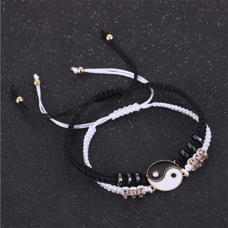 1 Pc Paar Armband Chinese Retro Tai Chi Gossip Verban Pech Hand Geweven Touw Bff Beste Vriend Vriendschap Sieraden