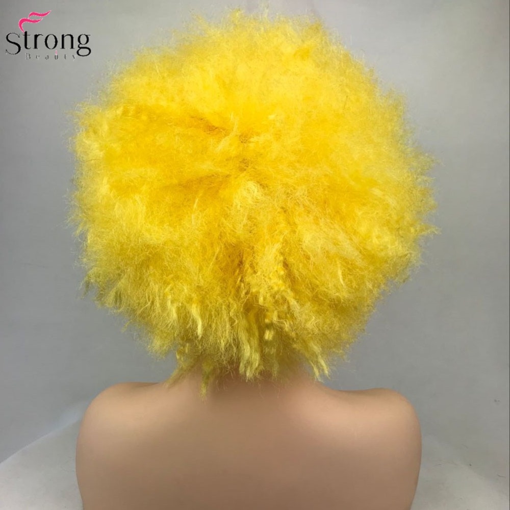 Strongbeauty jumbo afro paryk syntetisk hår pink/gul klovne parykker cosplay halloween