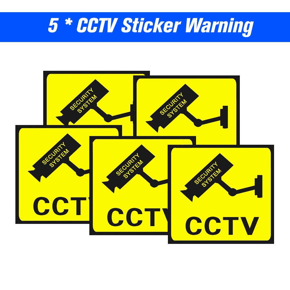 5 stuks safurance waterdichte zonnebrandcrème beveiligingscamera sticker waarschuwingsstickers voor cctv-bewaking en dummy camera labels