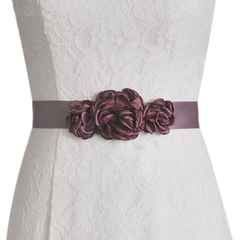 Noble Women Flower Belt Sash Belt Wedding Bride Bridesmaid Belt Bridal Dress Belt Wedding Flower Belt For Girl Party: Rose purple