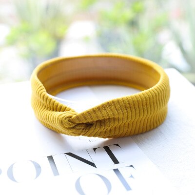 Einfarbig Baby Stirnband Herbst Winter Mädchen freundlicher Twist Knoten Haar Band betroffen Baumwolle Elastische Baby Mädchen Stirnbänder Haar Zubehör: Gelb