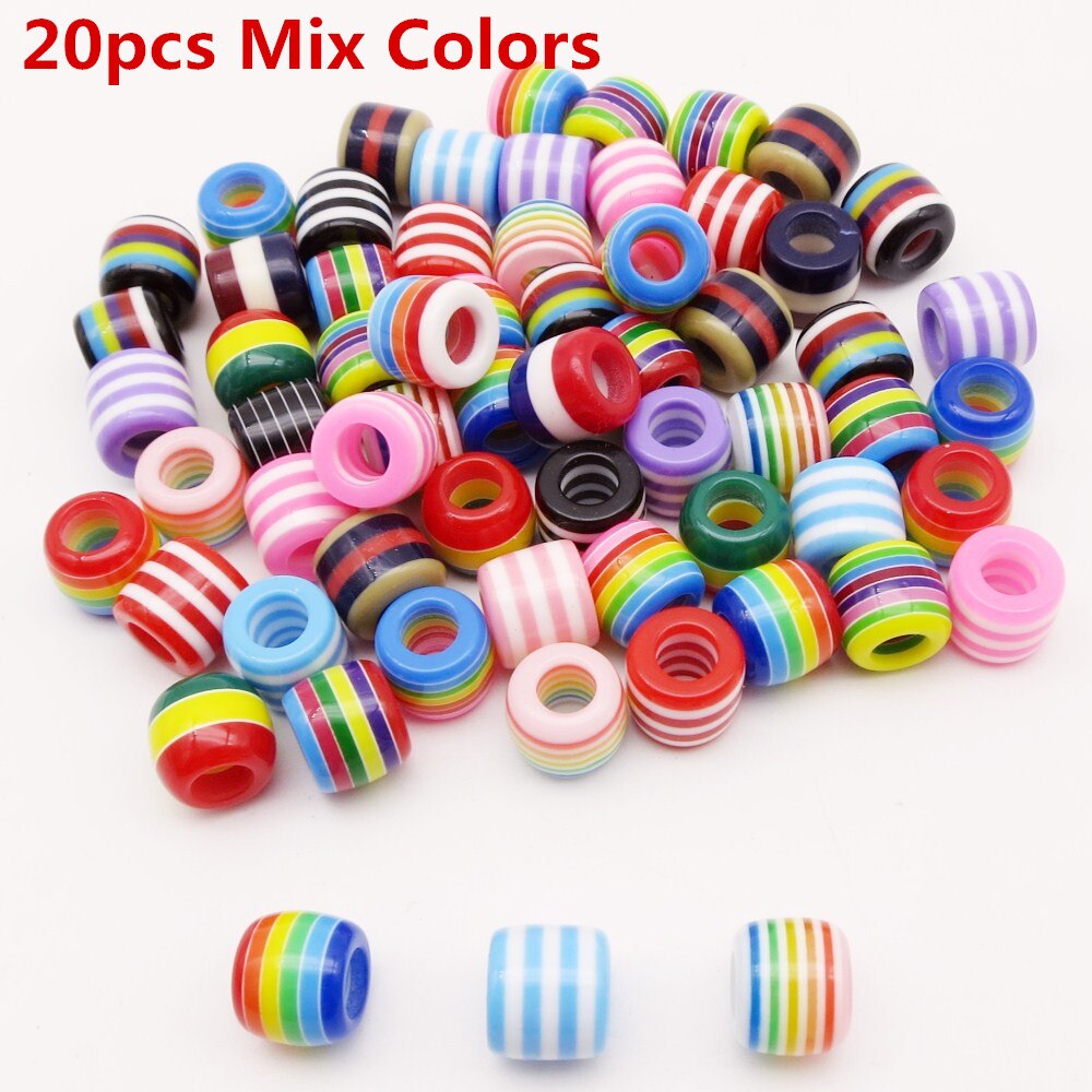 10pcs-30pcs Crochet kids women Braids multi coloured Hair braid Dreadlock Beads rings tube approx 6mm hole for girls Accessories: 20pcs Mix Colors