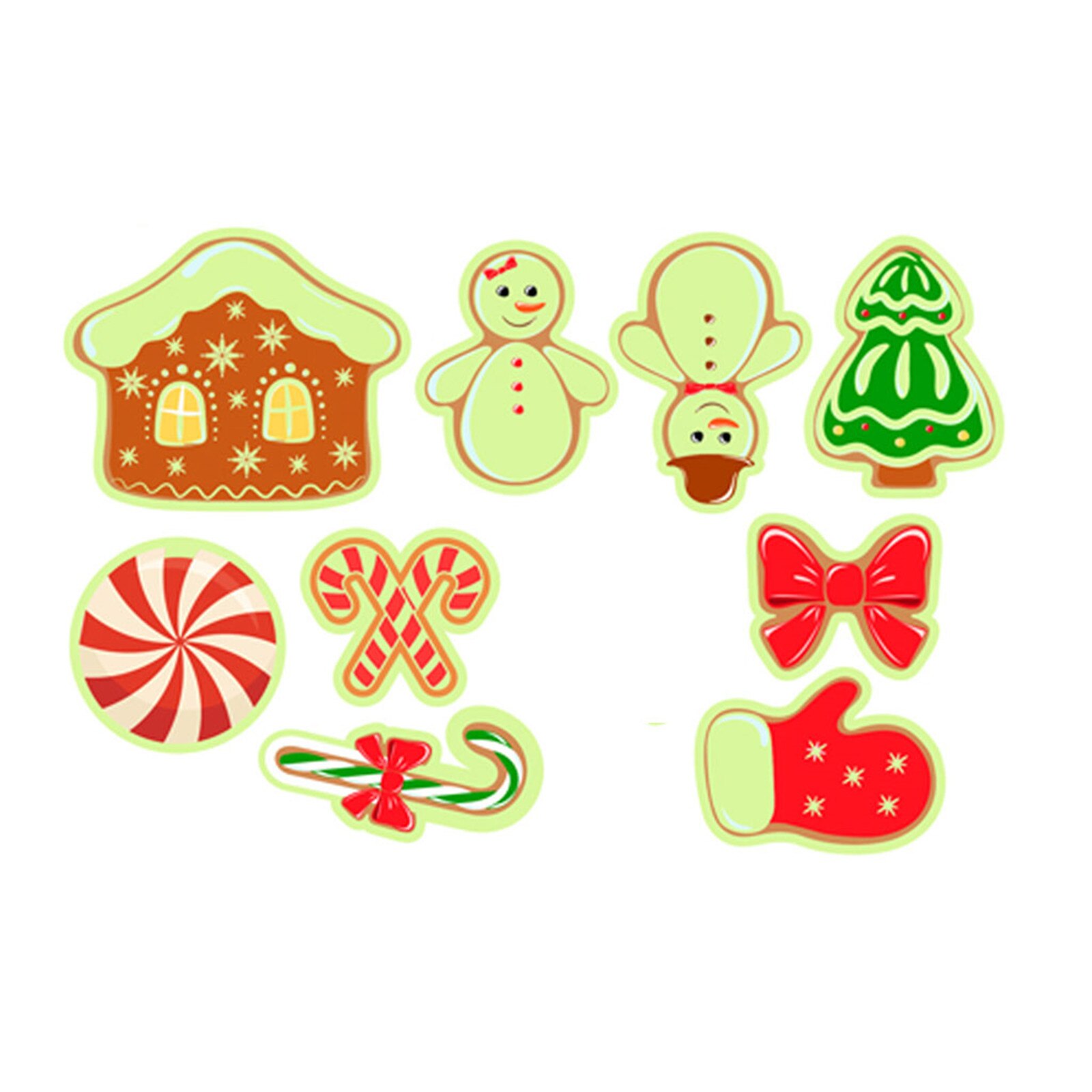 DIY Luminous Wall Sticker Christmas Luminous Fridge Sticker Cartoon Santa Candy Sticker Cane Sticker 3D Fridge stickers