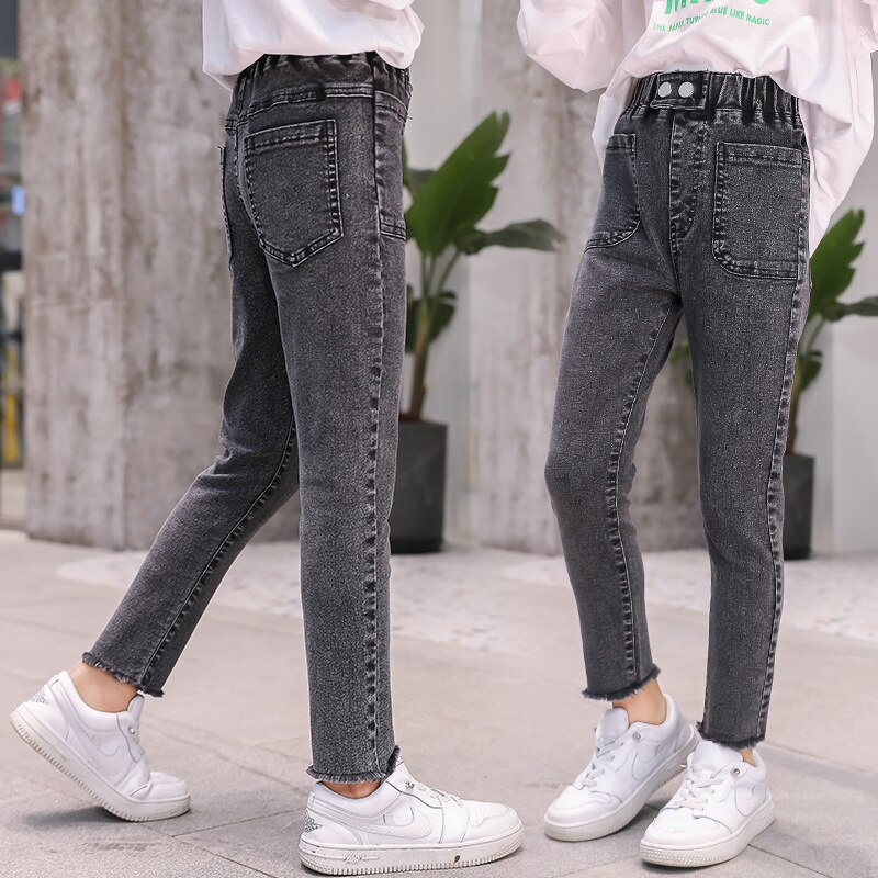 4-12 år piger jeans forår/ efterår børn piger skinny denim bukser børnetøj skole pige casual pencil bukser