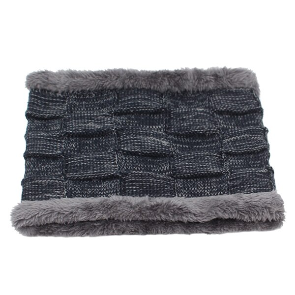 AETRUE Winter Men Scarf Ring Winter Scarves For Men Women Warp Thick Collar Neck Snood Shawl Plaid Warm Fur Soft Male Scarves: navy